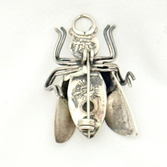 Vintage Classic Sterling Silver Wasp/Flying Insect Brooch/Pin Signed Taxco 925 - Picture 9 of 10